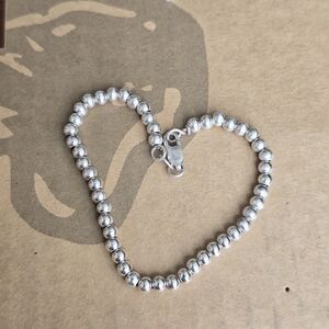 Solid 925 Sterling Silver Bead Ball Chain Bracelet
